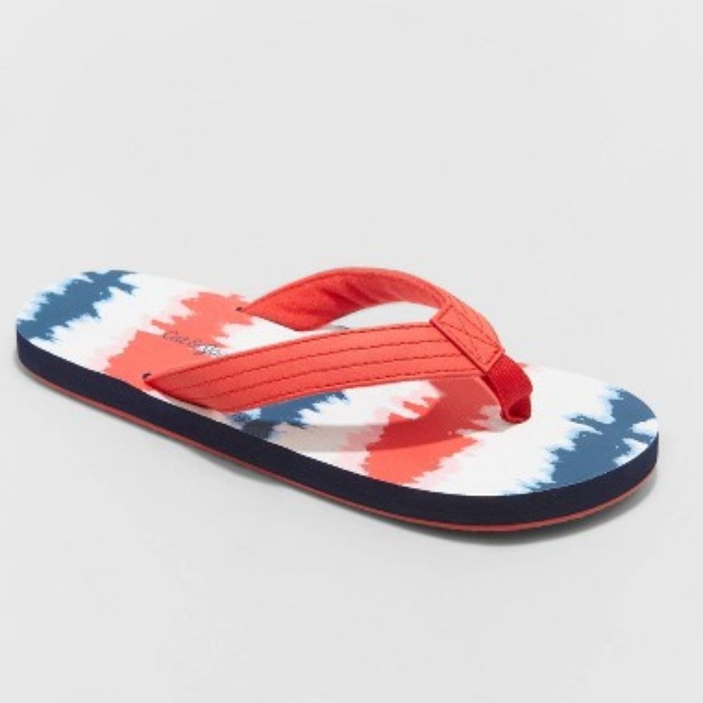 Cat & Jack Aubrey Thong Sandals Slip-On , Red/White/Blue Unisex
